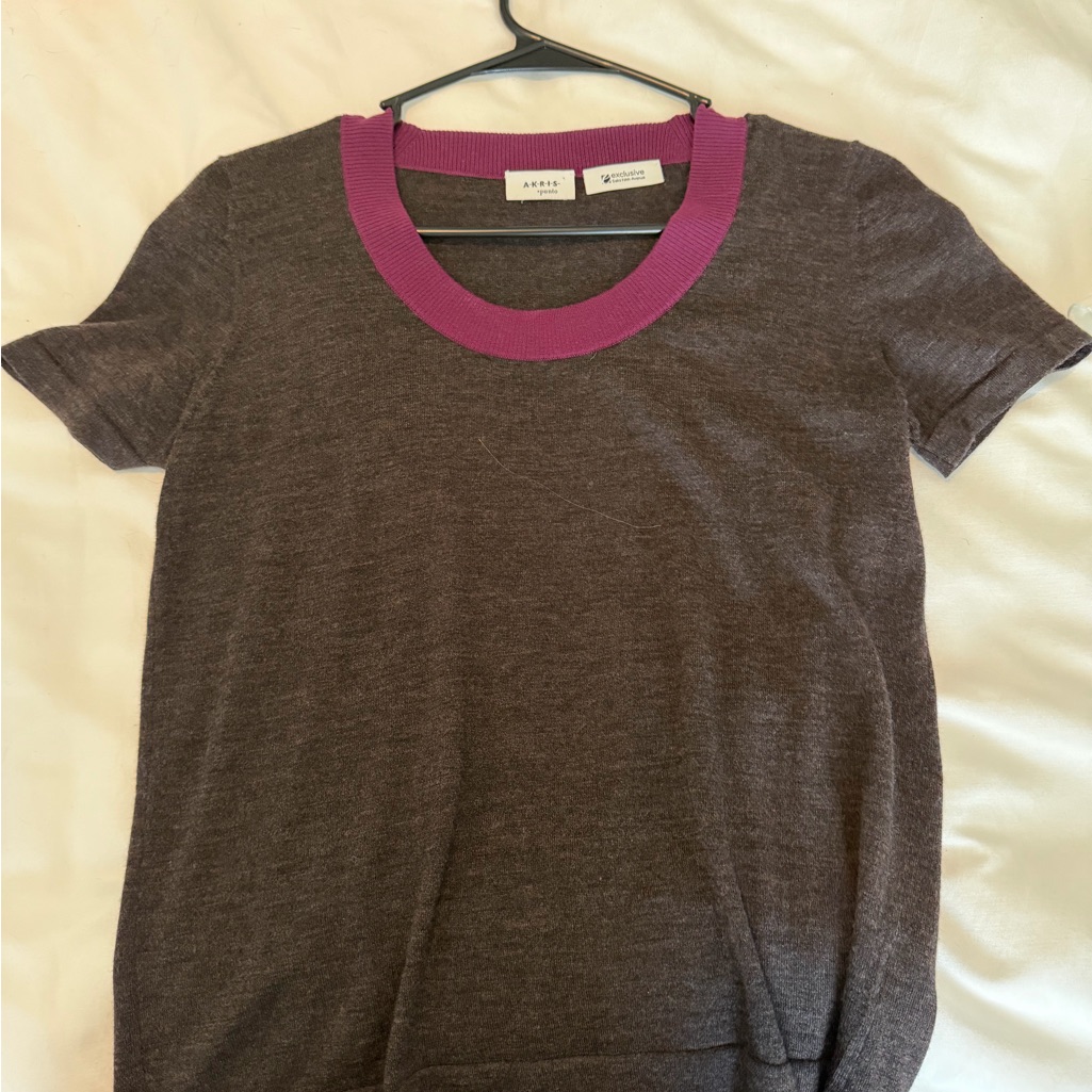 Akris Brown Tee With Purple Trim